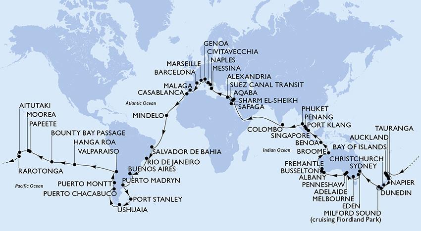 MSC World Cruise 2025 Around The World Cruise MSC Cruises